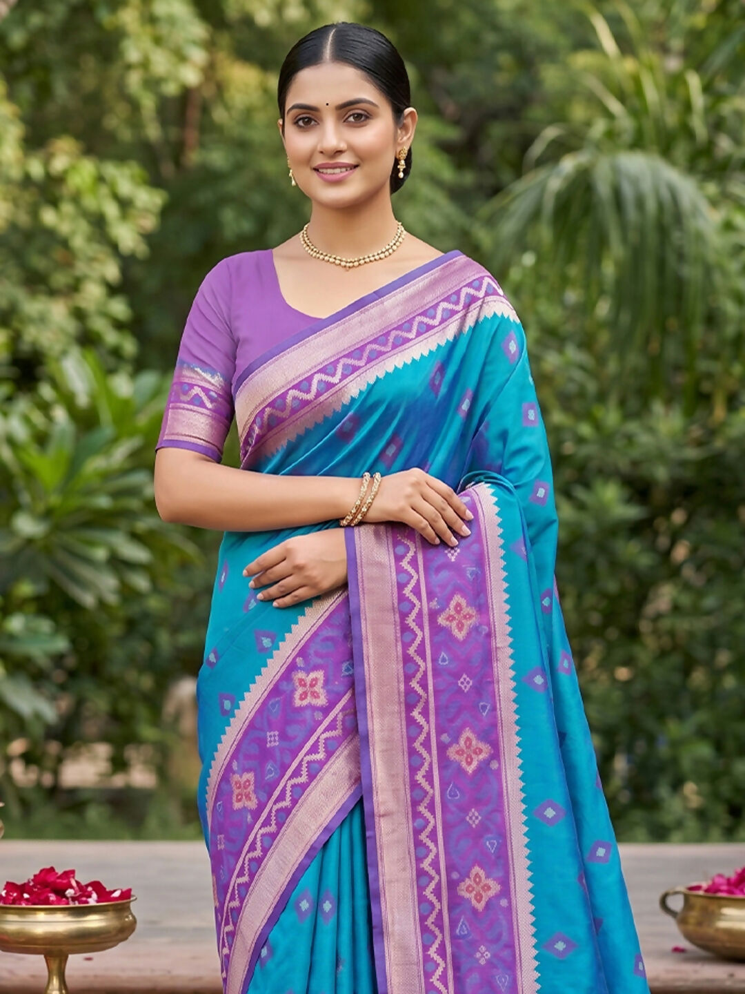 Shree Shyam Fashion Rama Blue Soft Silk Saree - Dista