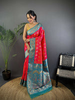 Thumbnail for Joban Fashion Banarasi Pink Woven Butti Soft Silk Saree