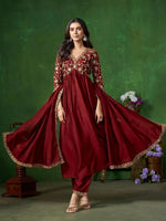 Thumbnail for Sangria Embroidered Kurta & Trouser With Dupatta Kurta Set