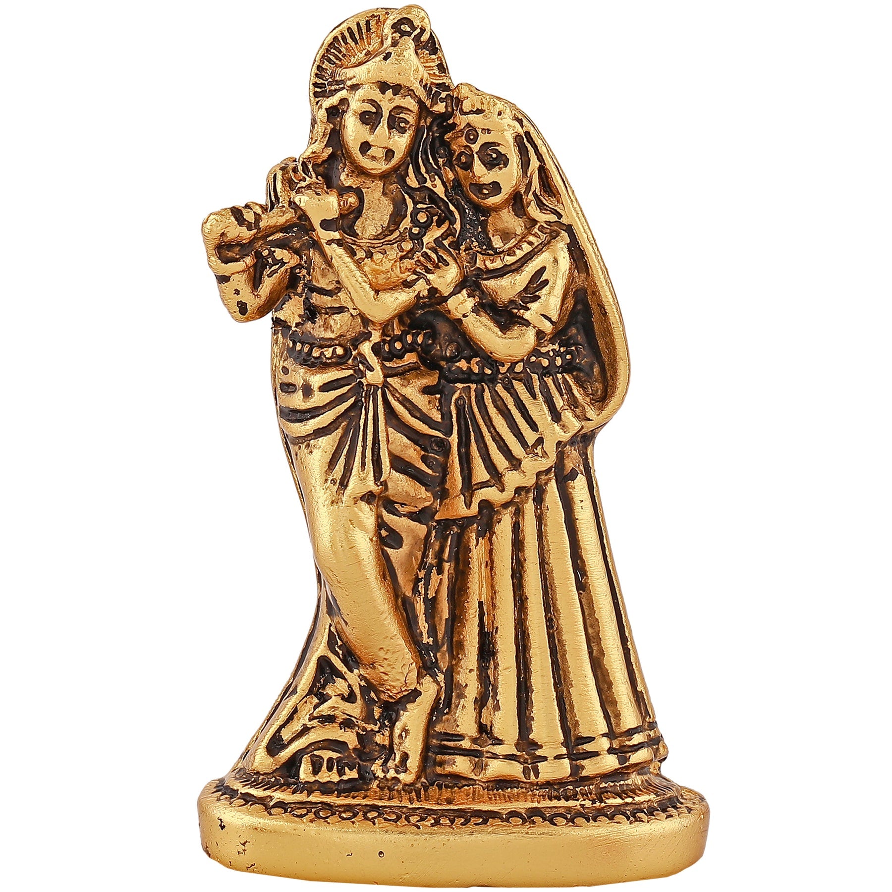 Estele Gold-Polished Devotional Shree Radha Krishna Idol for Home/Car Decor - Distacart