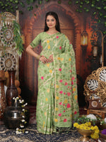 Thumbnail for Astita Linen Cotton Green Saree