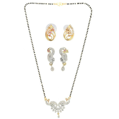 AanyaCentric Gold Plated Mangalsutra with Pendant, 2 Pair Earrings - Distacart