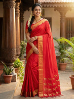 Thumbnail for Anaita Red Silk Saree With Blouse Piece - Distacart