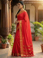 Thumbnail for Anaita Red Silk Saree With Blouse Piece - Distacart
