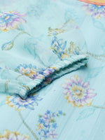 Thumbnail for Souchii Blue Floral Chiffon Maxi Dress For Women – Souchii