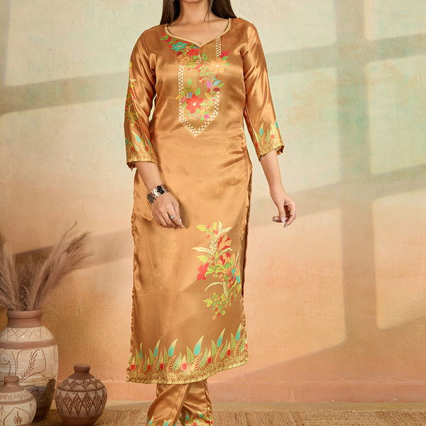 Prazu Fashion Mustard Printed Cotton Reyon Kurta Pant Set - Distacart
