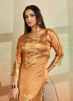 Thumbnail for Prazu Fashion Mustard Printed Cotton Reyon Kurta Pant Set - Distacart
