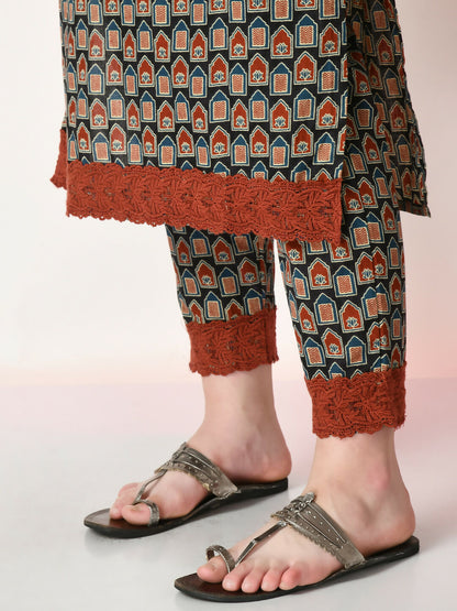 Myshka Women's Multi Printed Kurta With Trousers - Distacart