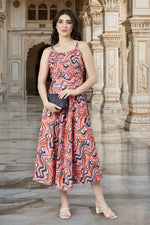 Thumbnail for Souchii Multicolour Abstract Print Fit & Flare Midi Dress