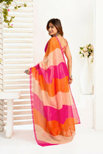 Thumbnail for Vastranavya Multicolor Digital Printed Linen Ready To Wear Designer Saree with Unstitched Blouse - Distacart
