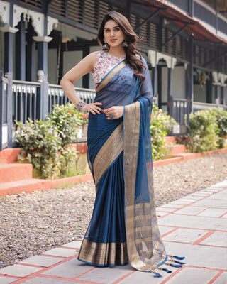 Rivasha fashion Soft-flowing Chiffon with luxurious feel Saree - Royal Navy Blue