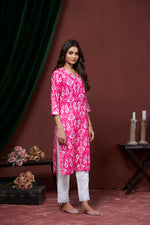 Thumbnail for Rivasha Fashion Women Cotton Linen With Printed Kurti - Pink