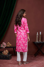 Thumbnail for Rivasha Fashion Women Cotton Linen With Printed Kurti - Pink