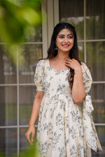 Thumbnail for Rivasha fashion Women Rayon Floral Printed Anarkali Gown - Off White