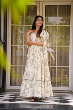 Thumbnail for Rivasha fashion Women Rayon Floral Printed Anarkali Gown - Off White
