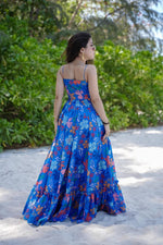 Thumbnail for Rivasha fashion Women Rayon Floral Printed Anarkali Gown - Blue
