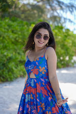 Thumbnail for Rivasha fashion Women Rayon Floral Printed Anarkali Gown - Blue