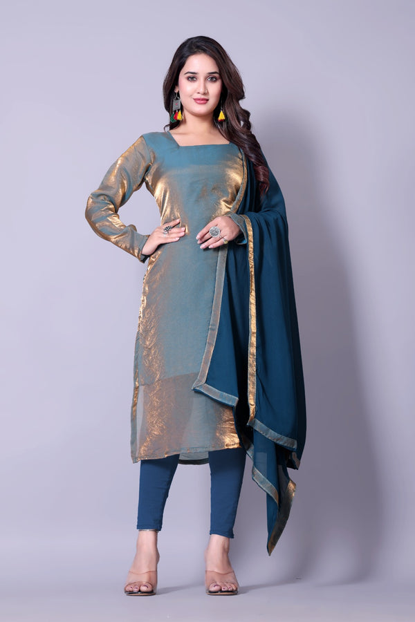 Rivasha Fashion Women Fendi Silk Kurti With Dupatta - Golden