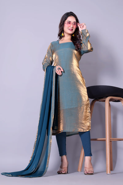 Rivasha Fashion Women Fendi Silk Kurti With Dupatta - Golden