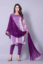 Thumbnail for Rivasha Fashion Women Fendi Silk Kurti With Dupatta - Lavender