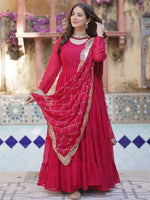Thumbnail for Rivasha Fashion Indian Designer Festival Special Embroidered Georgette Stitched Anarkali Gown With dupatta