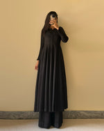 Thumbnail for Rivasha Fashion Women Pure Fox Georgette Fabric With Yoke And Sleeve Potli Button Work Kurta With Dupatta And Palazzo - Black