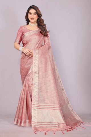 Rivasha Fashion Women Embroidery Sequence Work With Jacquard Rich Pallu & Border Saree - Peach