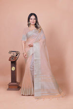 Thumbnail for Rivasha Fashion Women Embroidery Sequence Work With Jacquard Rich Pallu & Border Saree - Light Orange