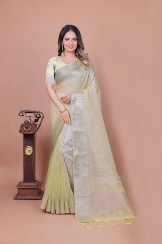 Rivasha Fashion Women Embroidery Sequence Work With Jacquard Rich Pallu & Border Saree - Yellow