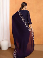 Thumbnail for Rivasha Fashion Women Vichitra With Multi Sequence Work Kurti With Dupatta And Pant - Blue