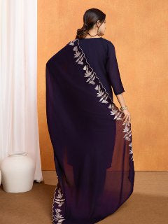 Rivasha Fashion Women Vichitra With Multi Sequence Work Kurti With Dupatta And Pant - Blue