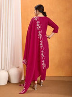 Thumbnail for Rivasha Fashion Women Vichitra With Multi Sequence Work Kurti With Dupatta And Pant - Pink