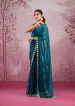 Thumbnail for Rivasha Fashion Women Premium Berberry With Heavy Embroidery Work & Real Mirror Saree - Rama
