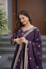 Thumbnail for Rivasha Fashion Women Heavy Diamond Silk Anarkali Gown With Dupatta - Blue