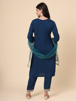 Thumbnail for Rivasha Fashion Women Soft Silk With Embroidery Work Kurti With Dupatta And Pant - Blue