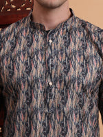 Thumbnail for Rivasha Fashion Men Rayon With Lucknowi Chikankari Printed Kurta - Grey