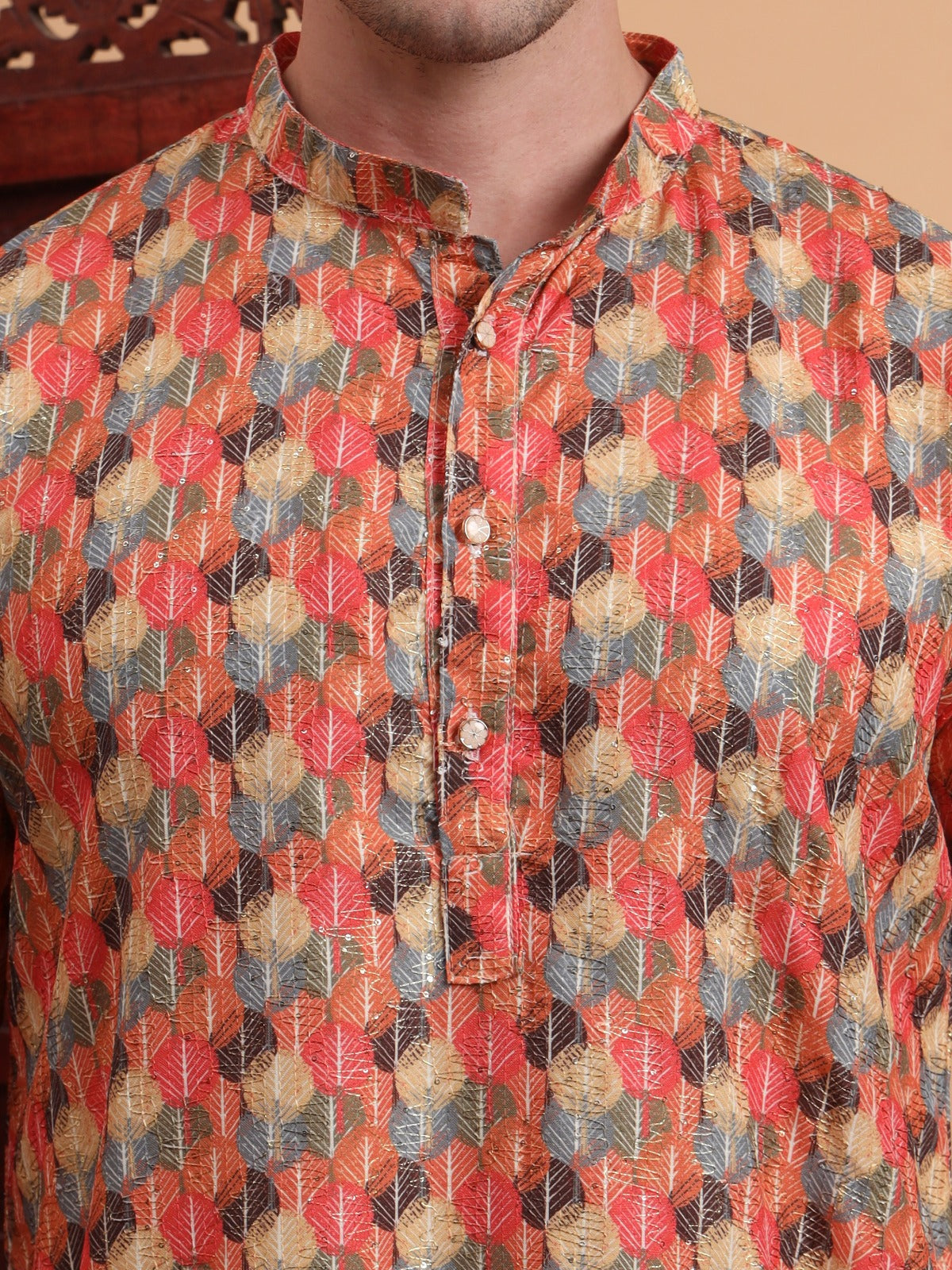 Rivasha Fashion Men Rayon With Lucknowi Chikankari Printed Kurta - Multicolor