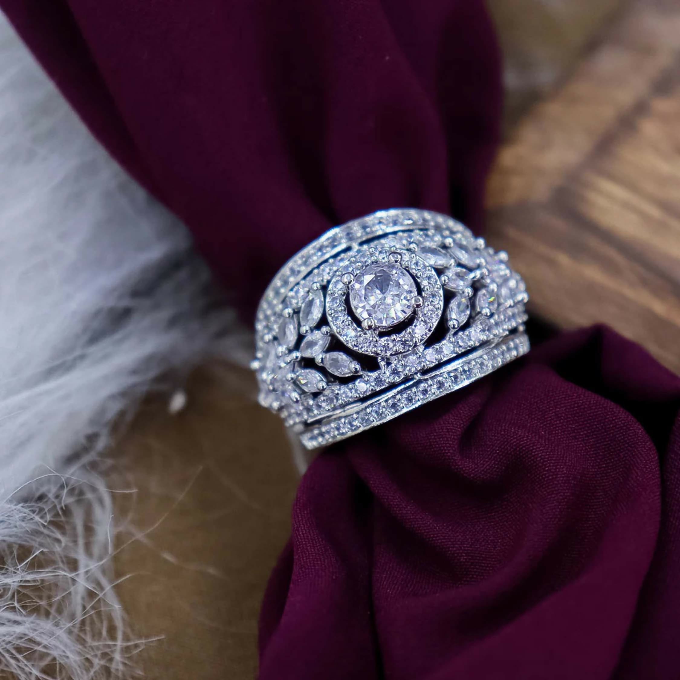 Joban Fashion Silver Brass Adjustable Ring - Distacart