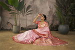 Thumbnail for Vishnu Weaves Women's Baby-Pink Paithani Silk Saree with Blouse - Distacart