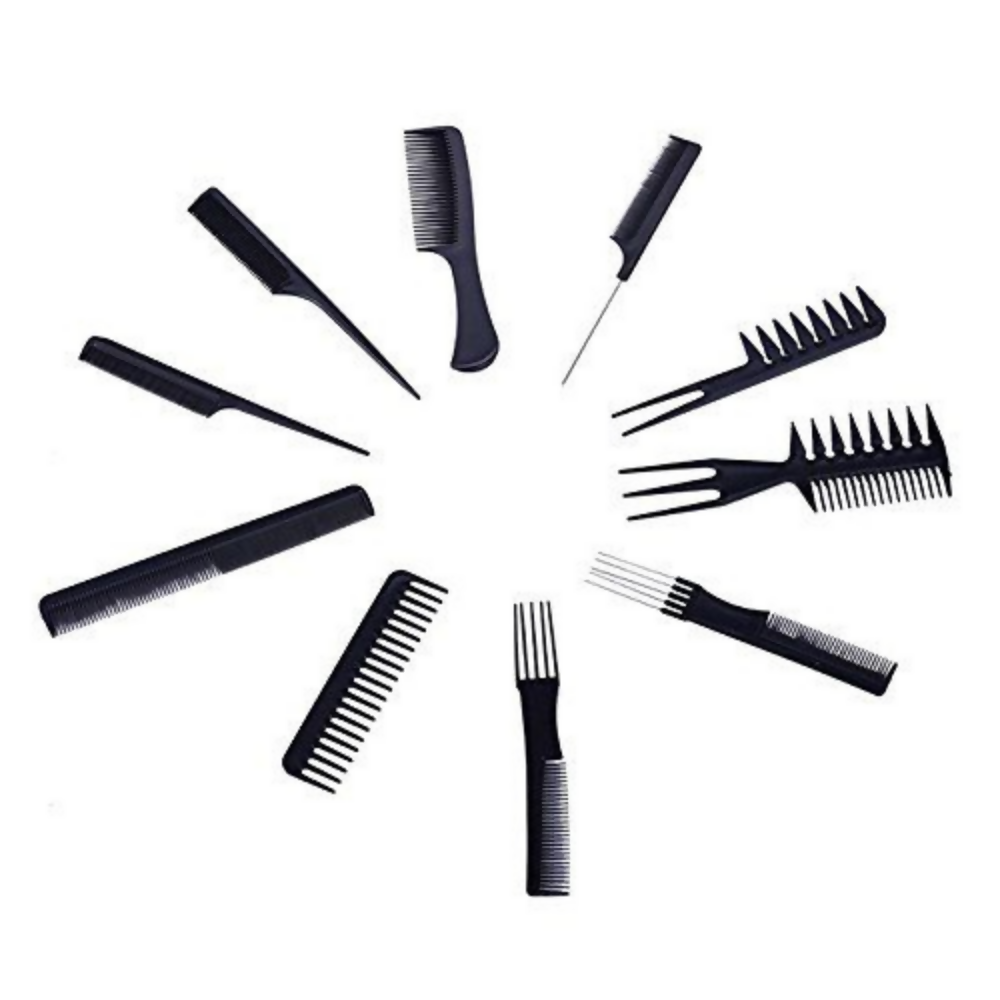 Bronson Professional 10 Pcs Combs Set with Multipurpose Styling Comb - Dista