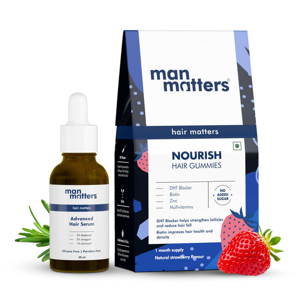 Man Matters Hair Growth Combo - Biotin Hair Gummies & Advanced Hair Serum - Distacart