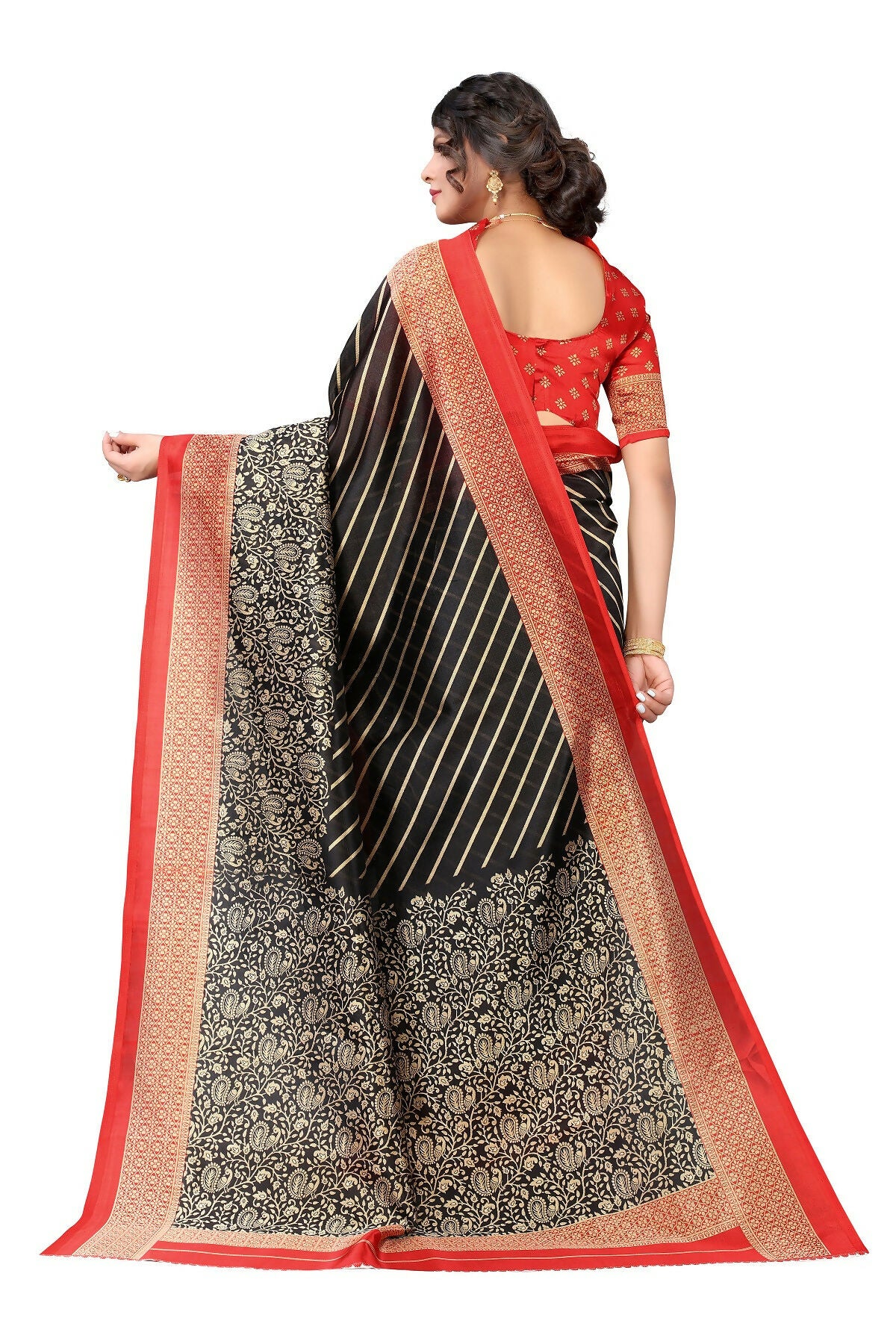 Vamika Black Printed Art Silk Saree - Distacart