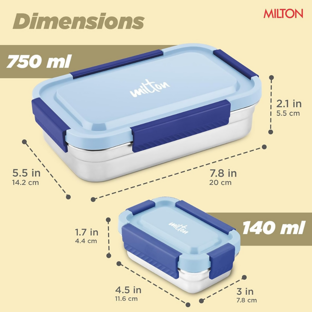 Milton Metro Meal Jr. Stainless Steel Tiffin Set of 2 - Blue - Dista