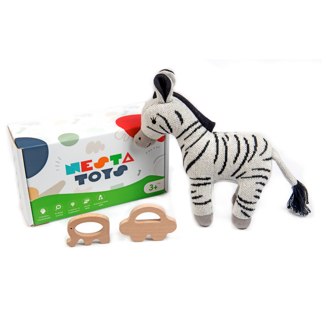 New Born Gift - Zebra, Elephant Teether and Car Teether 1