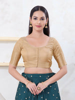 Thumbnail for Joban Fashion Light-Gold Brocade Elbow Sleeveless Front Open Blouse