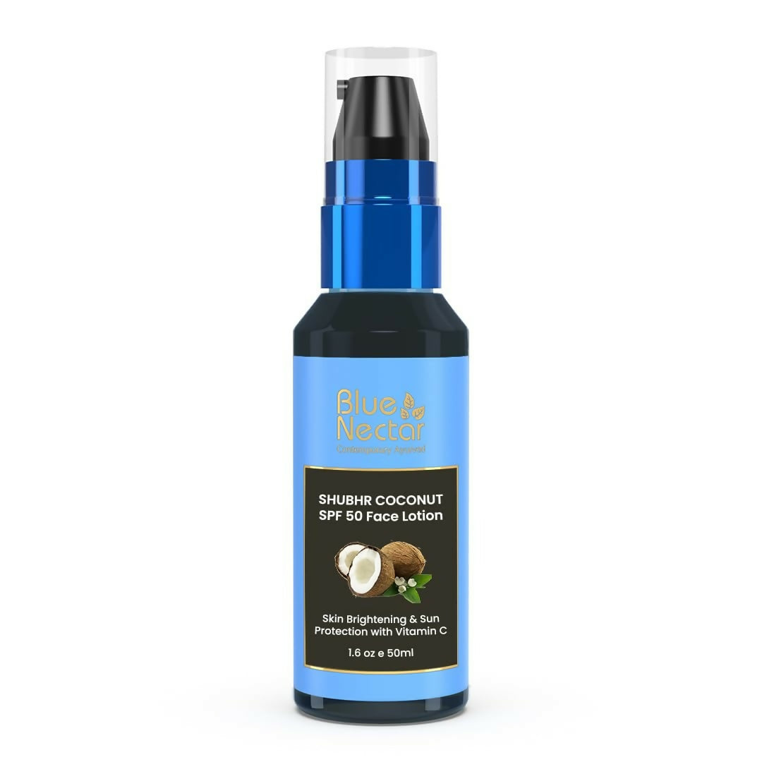 Blue Nectar Coconut Sunscreen SPF 50 Face Lotion, No White Cast, Plant Based Photostable Sunscreen with Vitamin C for Skin Brightening - Distacart