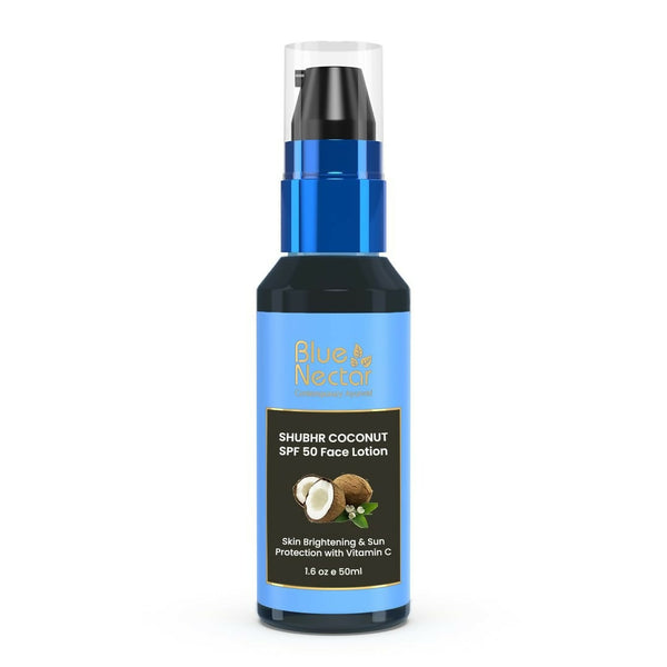Blue Nectar Coconut Sunscreen SPF 50 Face Lotion, No White Cast, Plant Based Photostable Sunscreen with Vitamin C for Skin Brightening - Distacart