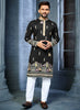 Prazu Fashion Black Soft Silk Multi Thread Embroidery Deer Pattern Daaman Concept Kurta - Distacart