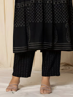 Thumbnail for Printed Cotton Anarkali Kurta With Pant & Dupatta, Black - Hiral Fashion - Distacart