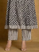 Thumbnail for Printed Cotton Anarkali Kurta With Pant & Dupatta, Black - Hiral Fashion - Distacart